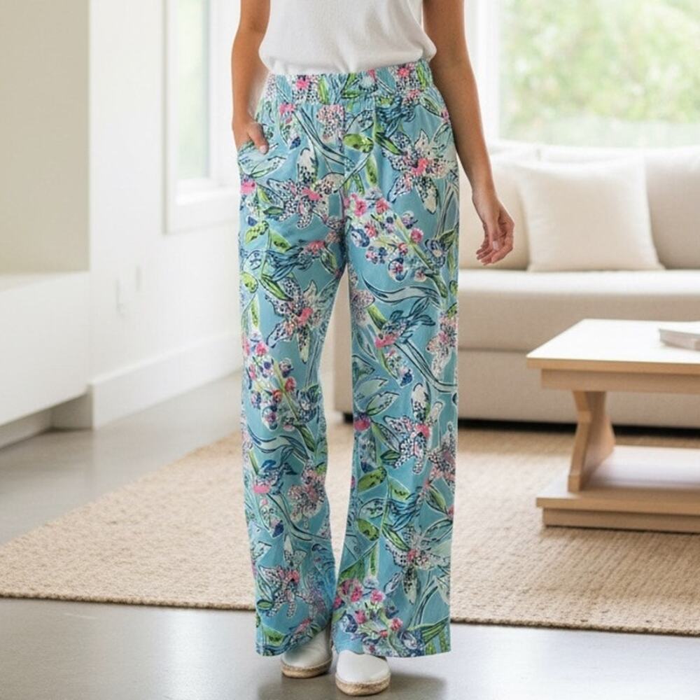 Lilly Pulitzer Women´s Coastal Bal Harbour Palazzo Bali Blue Pants Size XS